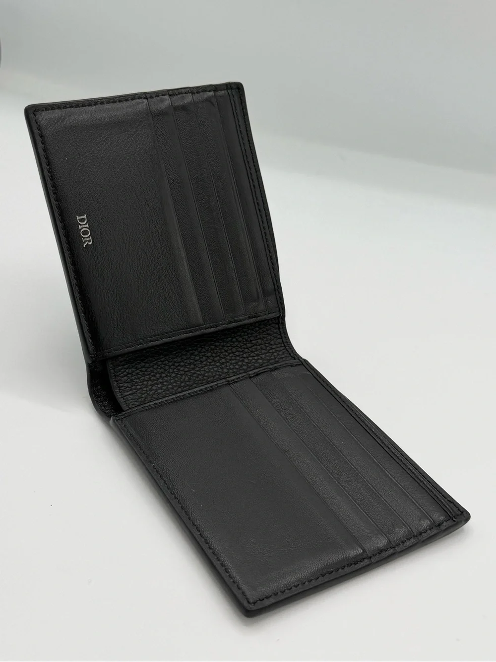 Dior Black Pebbled Leather Card & Key Holder with CD Logo